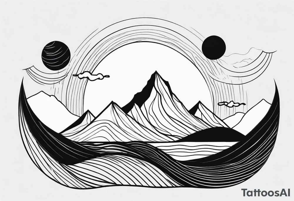 mountain and wave tattoo idea