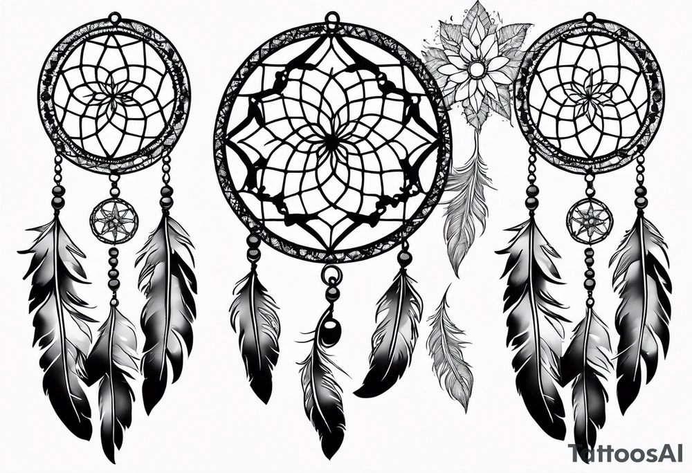 Dream catcher with queen anns lace hanging from the bottom tattoo idea