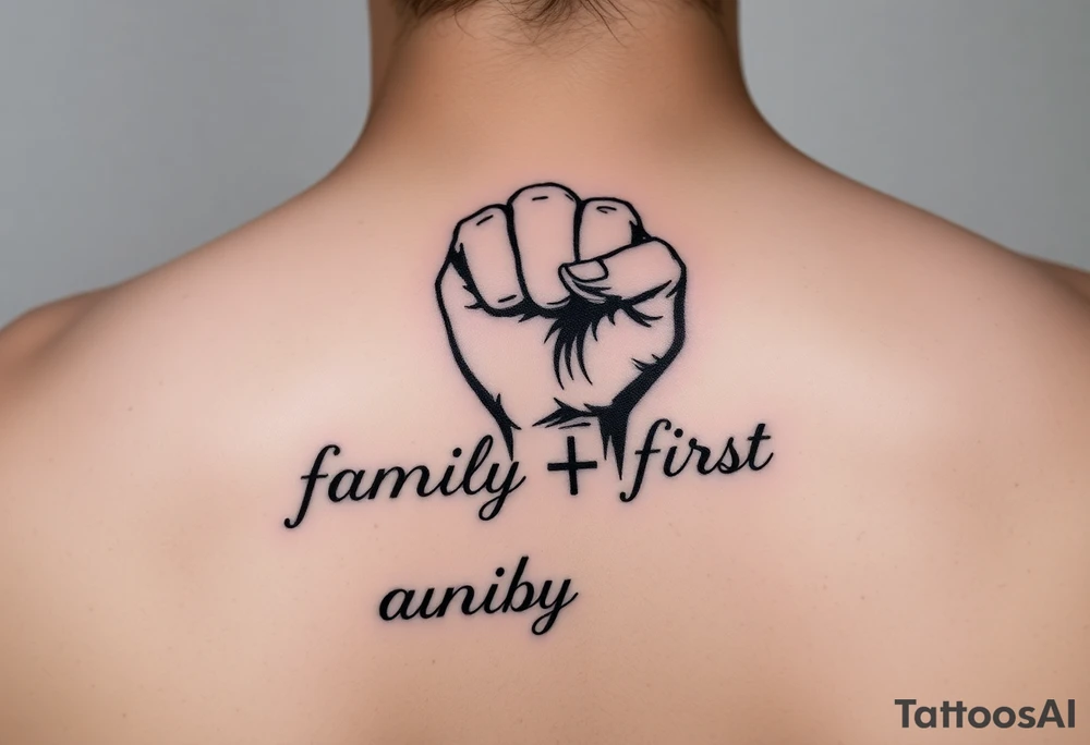“family first”, semicolon, cancer astrological sign, closed fist tattoo idea