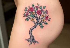 Flowering hawthorne tree tattoo idea