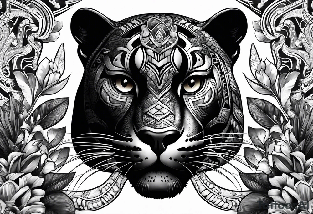 aztec black jaguar with snake tattoo idea