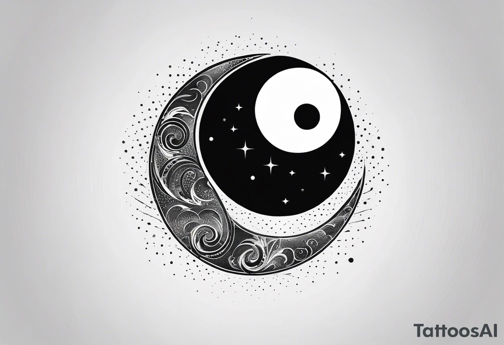 ying yang minimalist with the sun and moon as the dots tattoo idea