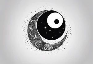 ying yang minimalist with the sun and moon as the dots tattoo idea