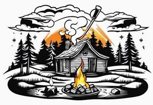 christian 
cross, campfire, golf , whiskey glass, cabin tattoo idea