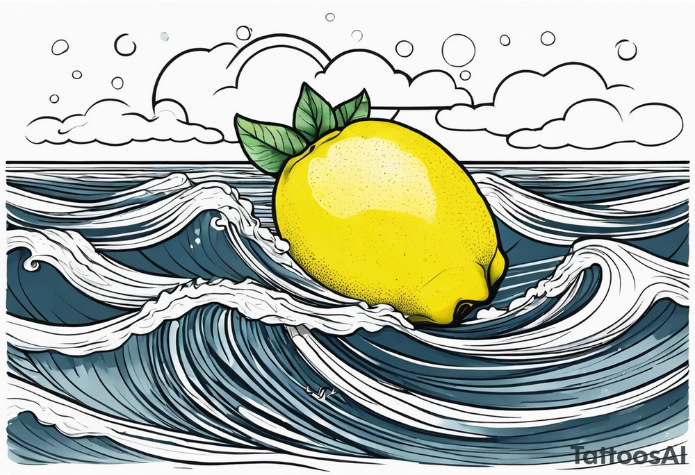A lemon floats on the ocean tattoo idea