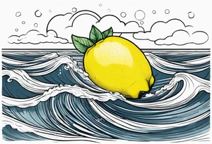 A lemon floats on the ocean tattoo idea