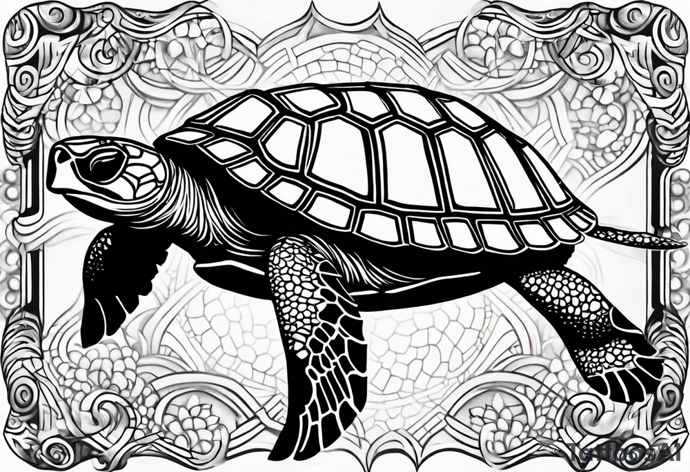 siple turtle with mandala shell tattoo idea