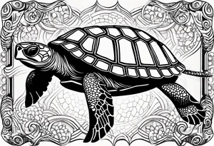 siple turtle with mandala shell tattoo idea