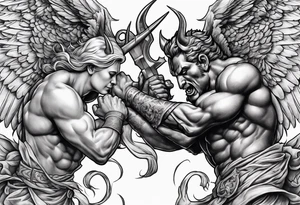 Devil fighting Angel tattoo idea