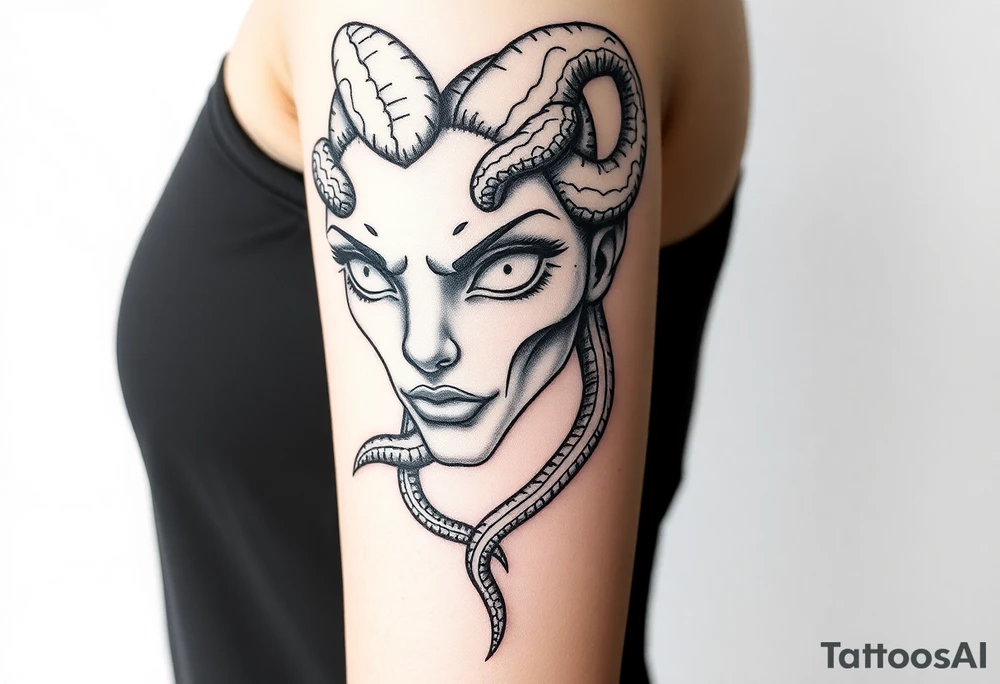Medusa with white eyes tattoo idea