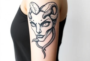 Medusa with white eyes tattoo idea