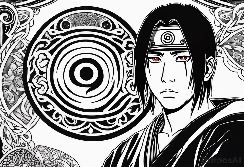 Tatto with Itachi and his mangekyou tattoo idea