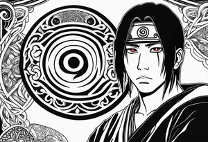 Tatto with Itachi and his mangekyou tattoo idea
