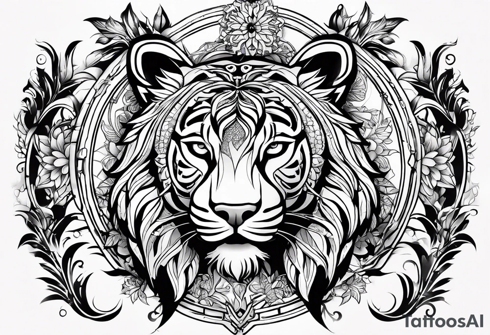 Тигр и тигрёнок в профиль tattoo idea