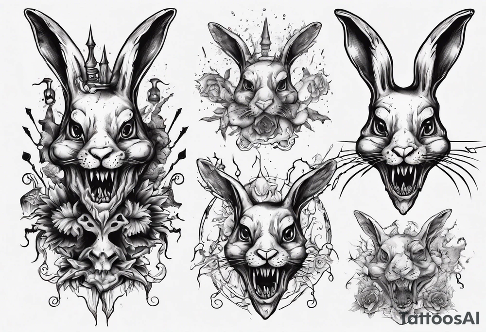bloody satanic rabbit tattoo idea