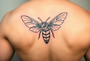 Angry hornet flying with arched body tattoo idea