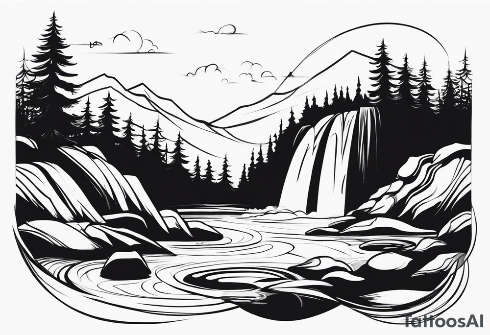 Flowing Waterfall tattoo idea