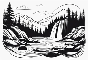 Flowing Waterfall tattoo idea