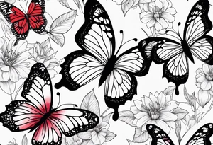 Flowers with "Ruby" and butterflies around it tattoo idea