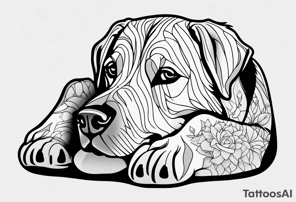 dog paw with  coordinates tattoo idea