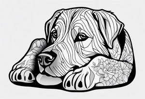 dog paw with  coordinates tattoo idea