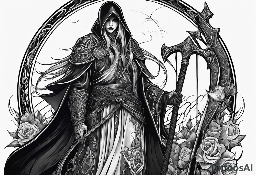 necromancer with Scythe tattoo idea