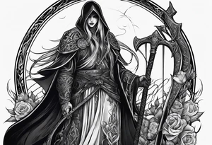 necromancer with Scythe tattoo idea