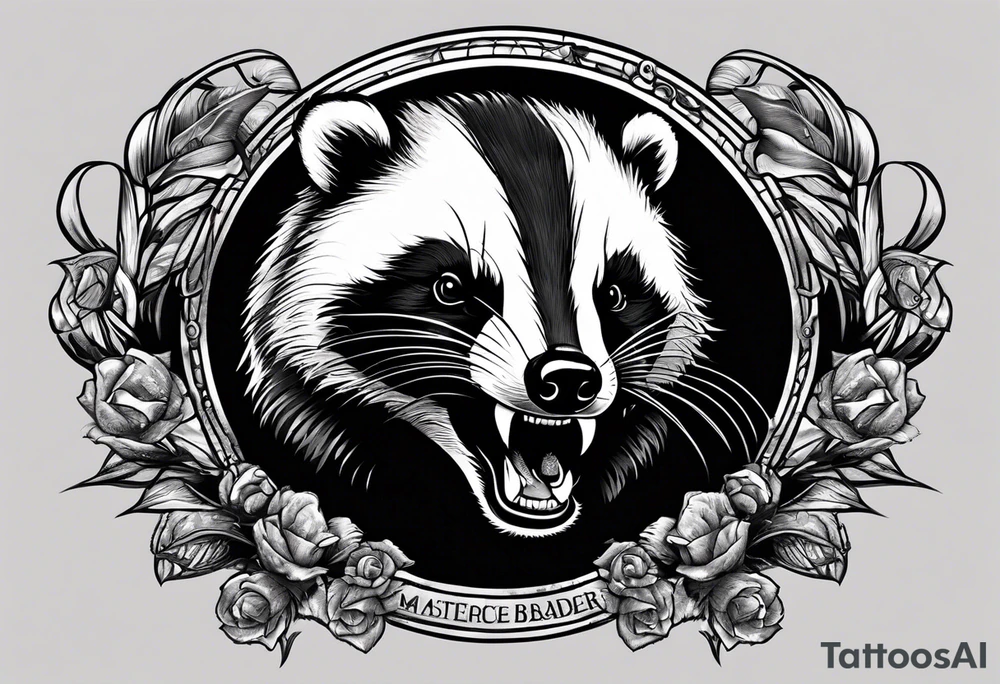 Draw me psychopath badger with aggressive full body, killer face with a smile, very long nails and he attacks like a Bloody Gladiator to enemy and also, he has very deadly looking. He fights with his nails. Everybody scares after their first sight. Give me horror type Badger Tattoo. tattoo idea
