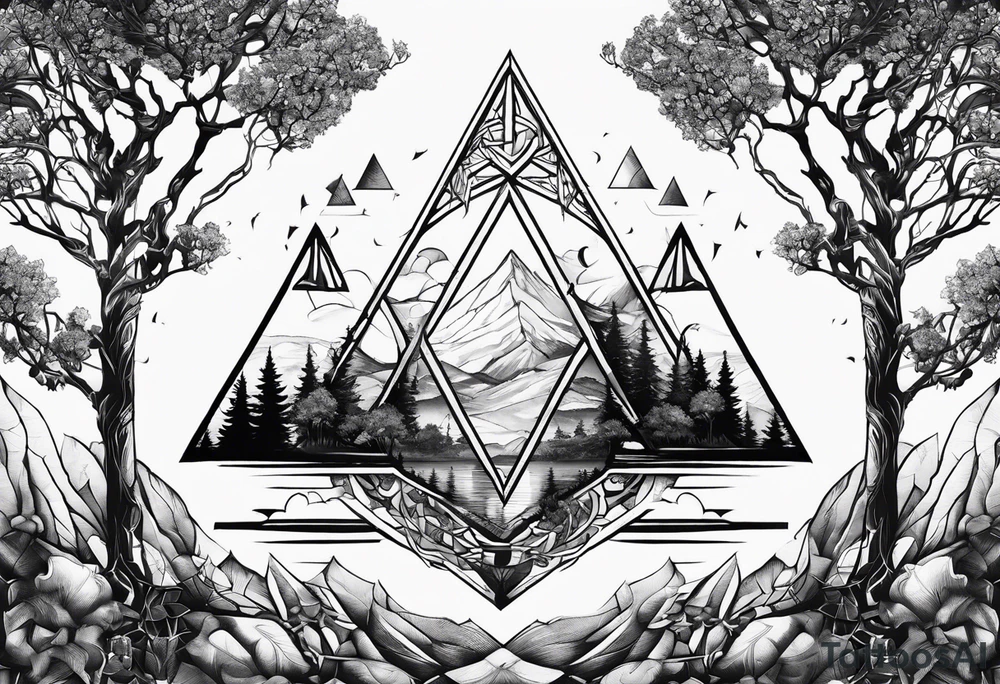 yggdrasil
3 line triangles behind tattoo idea