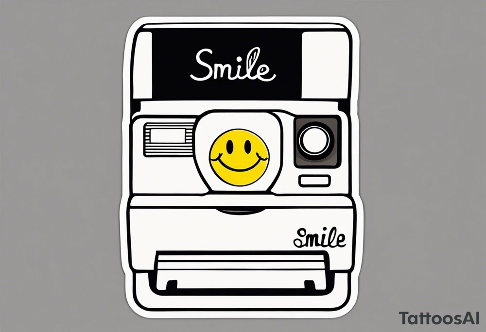 A polaroid-photo of a simple smiley and the text "smile" tattoo idea