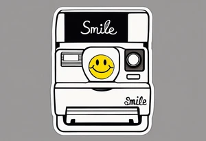 A polaroid-photo of a simple smiley and the text "smile" tattoo idea