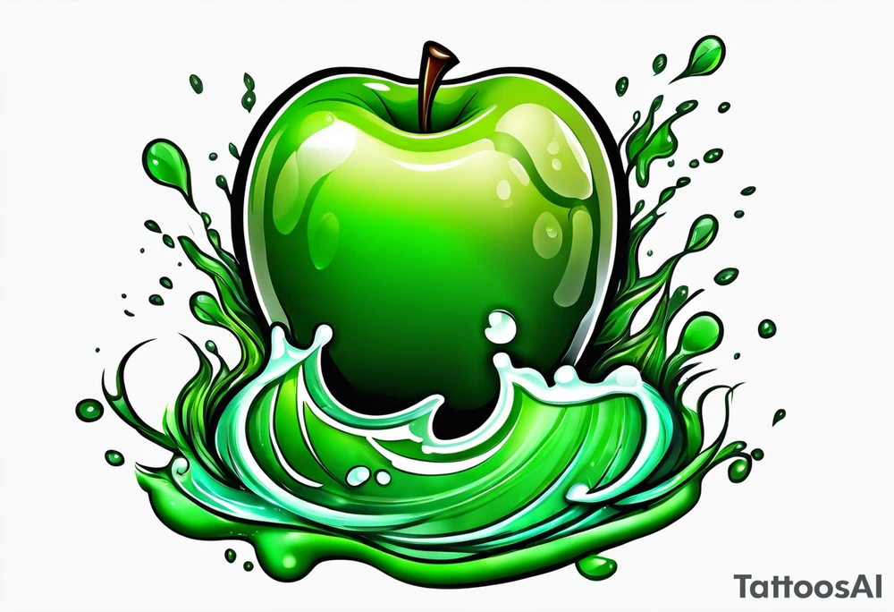 Green apple dripping tattoo idea