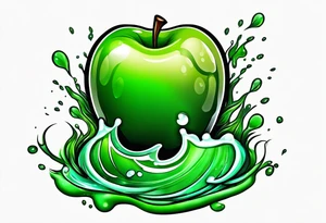 Green apple dripping tattoo idea