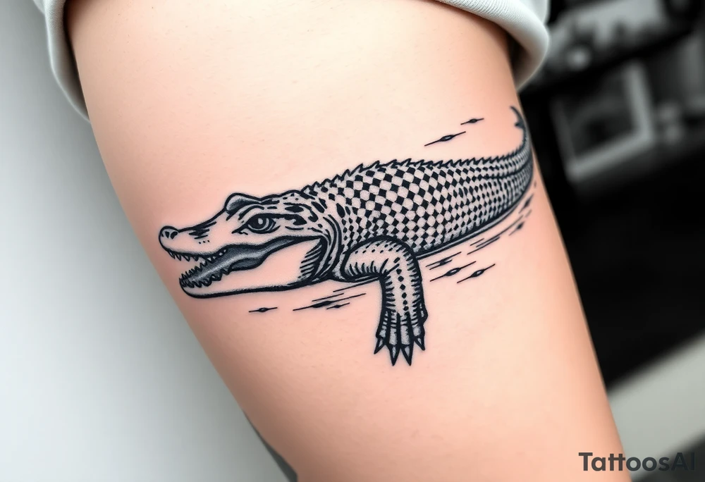 crocodile swimming in water tattoo idea