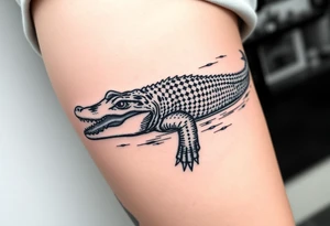 crocodile swimming in water tattoo idea