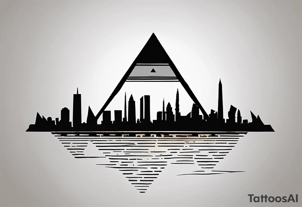 Craft a concise yet powerful tattoo that blends the Pyramids of Giza with the Manhattan skyline as the backdrop, seamlessly integrating the Nile River with the Hudson River. Keep it simple, focusing on key elements like pyramid silhouettes and iconic skyscrapers, allowing the rivers to converge naturally. Opt for a balanced composition with minimal detailing, capturing the essence of your Egyptian heritage alongside your life in New York tattoo idea