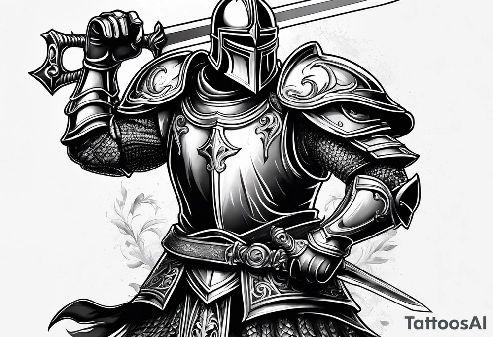 muscular knight tattoo idea