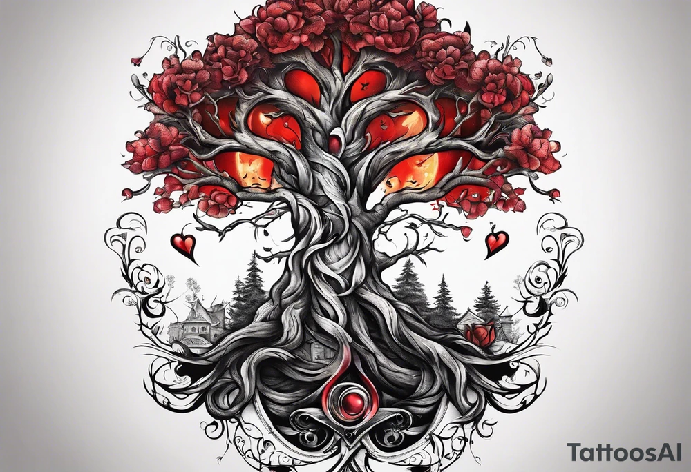Family tree with mom and dads bloodline tattoo idea