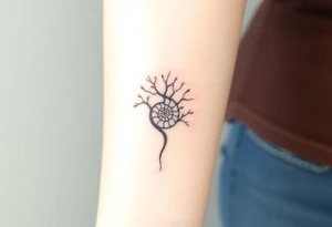 Fibonacci spiral shell inside of tree tattoo idea