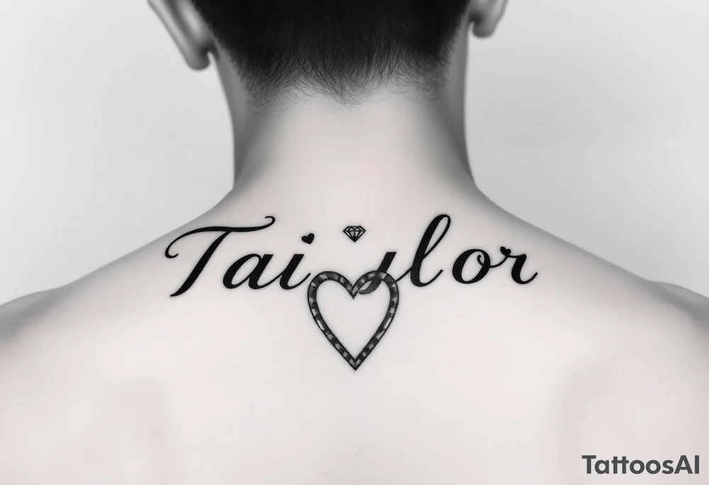 The name Taiylor spelled with the O as a diamond ring with hearts behind the ear tattoo tattoo idea