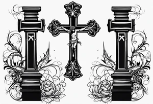 Upside down cross with fence background tattoo idea