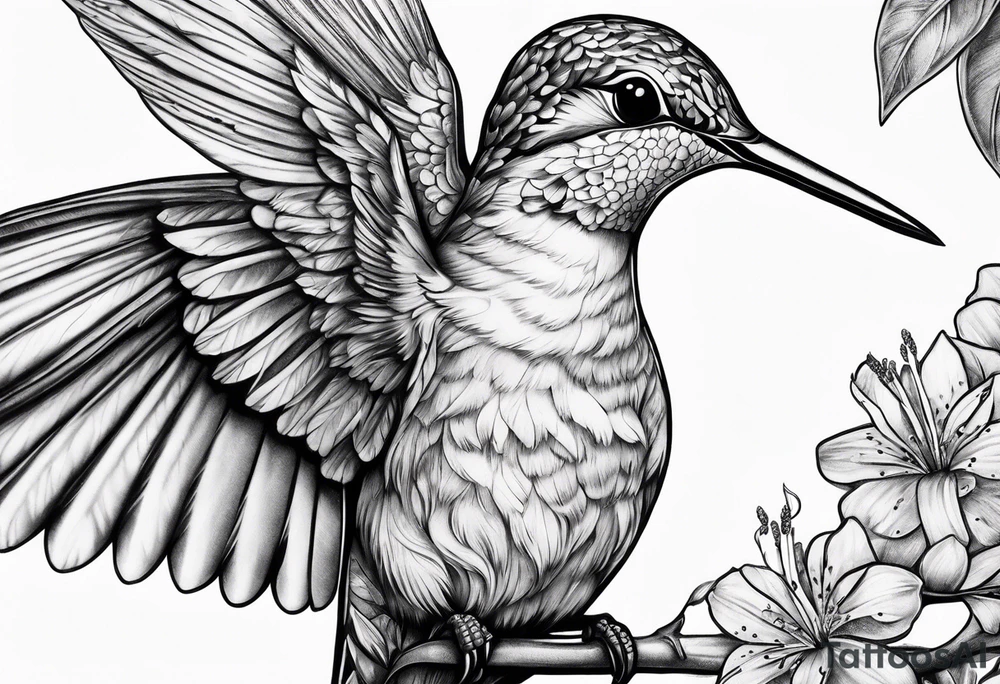 hummingbird with fallen angel tattoo idea