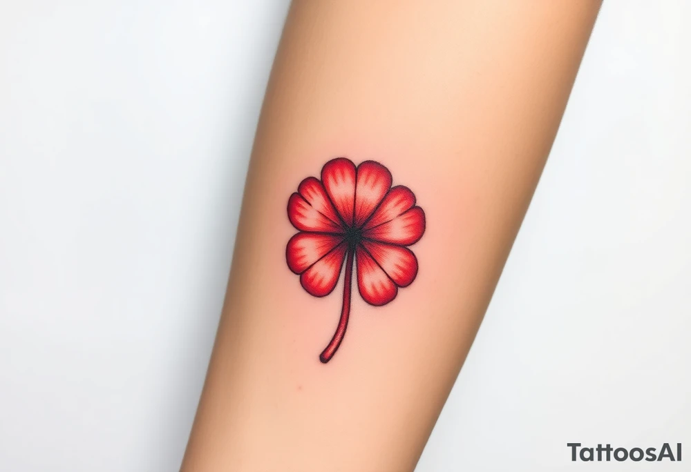 A red five leaf clover tattoo idea