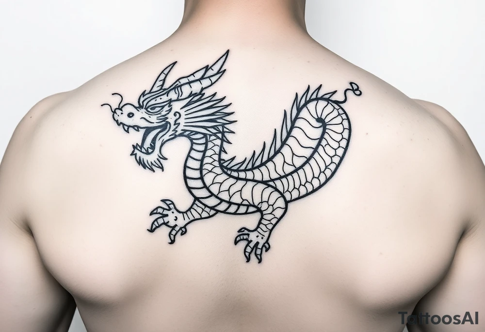 Cute dragon with Chinese style themed tattoo idea