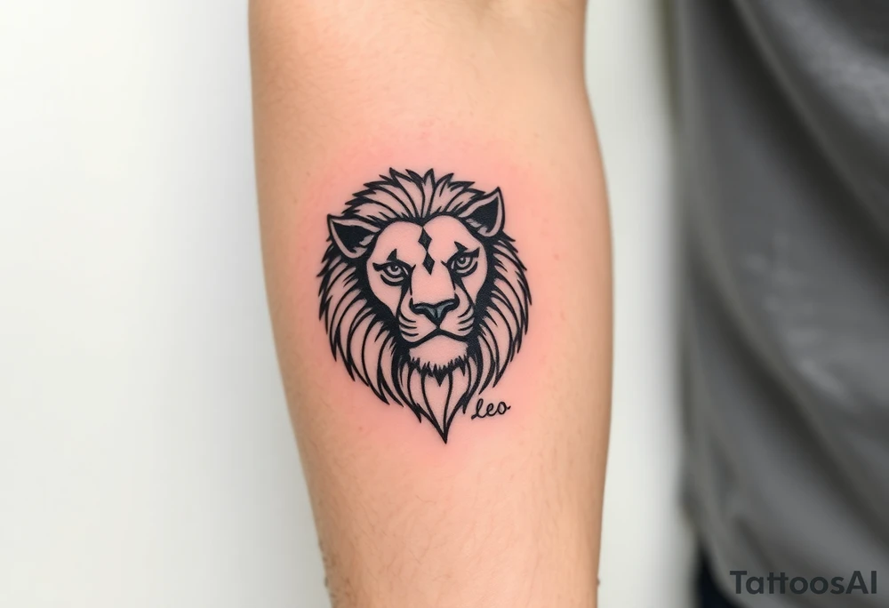 Fancy style "leo"  birth
 sign lion tattoo idea