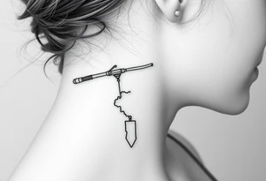 Girly fishing rod with something showcasing South Carolina state dangling from it tattoo idea