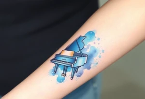 Grand piano under stars tattoo idea