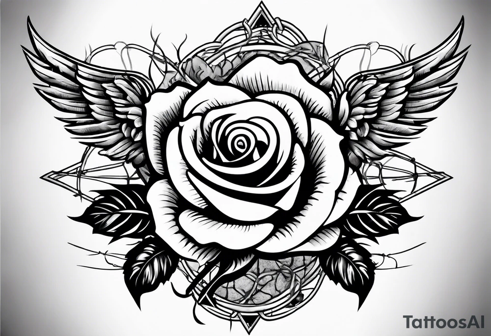 Country music microphone, roses and barbed wire in background tattoo idea