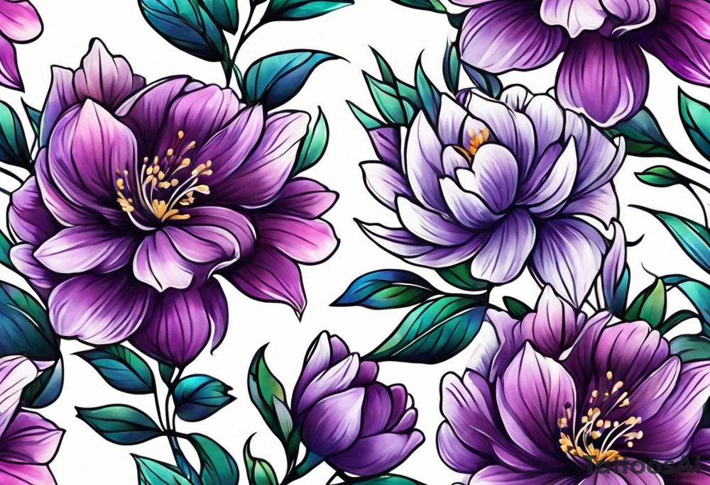 Purple flower tattoo idea