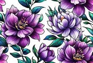 Purple flower tattoo idea